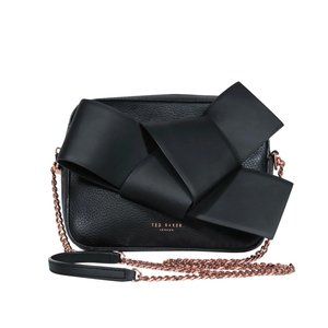 Ted Baker London - Black Ammelia Giant Knot Leather Chain Crossbody w/ Bow